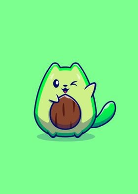 Cute avocado cat