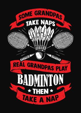 Funny Badminton Grandpa