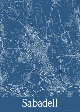 Sabadell Spain Blue Map