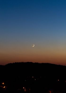 Moonset at dusk