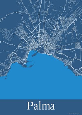 Palma Spain Blue Map