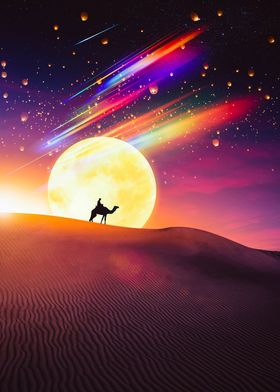 Dromedary Desert and Moon