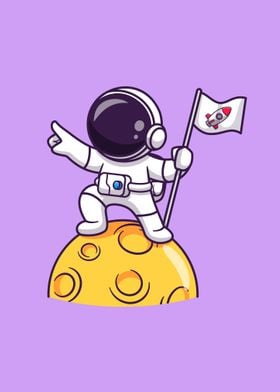 astronaut holding flag on 