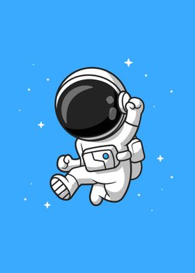 Happy astronaut jumping