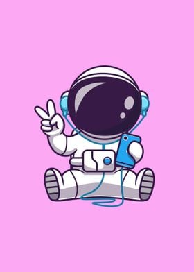 Astronaut listening music