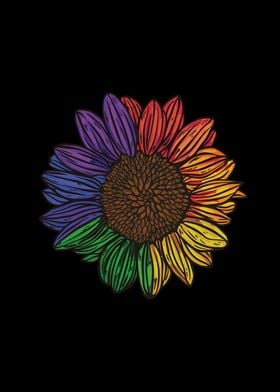 Sunflower in pride colors