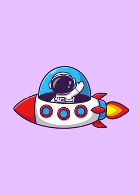 Astronaut riding rocket