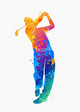 Silhouette golf player