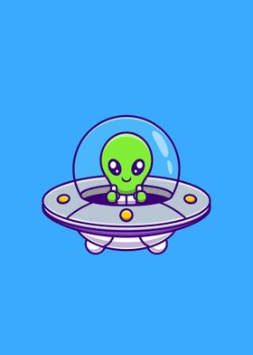 alien flying with ufo