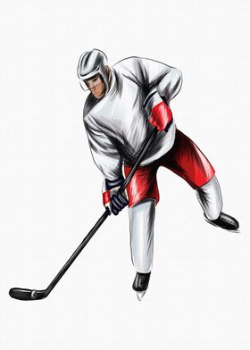 Abstract hockey player