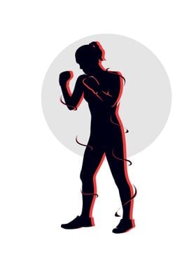 Boxing girl silhouette