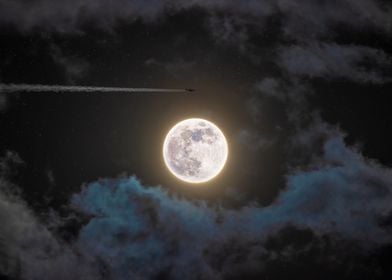 Cold Moon and an Airplane