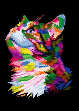 colorful cat with pop art