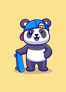 panda with skateboard