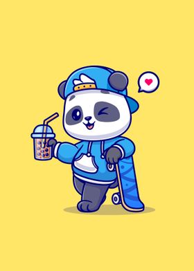 panda drink boba milk tea