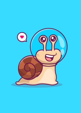 Cute snail astronaut