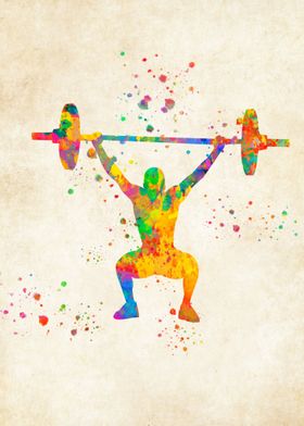 weightlifting watercolor