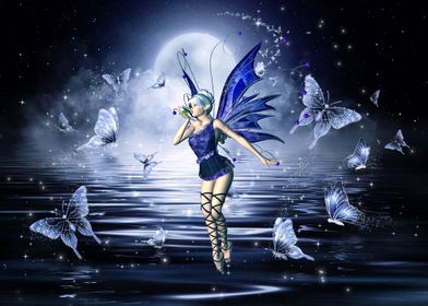 Blue Fairy and Butterflies