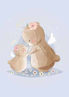 Cute Mommy And Baby Bear