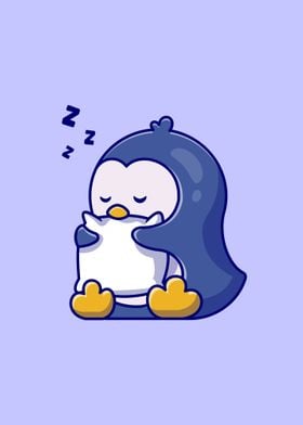 penguin sleeping hug