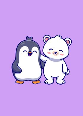 polar bear with penguin