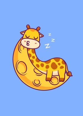 giraffe sleeping on moon