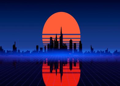 Neon city landscape