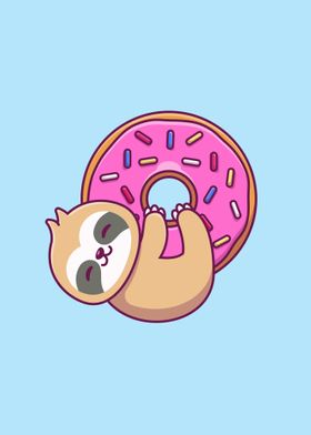 sloth hug big doughnut