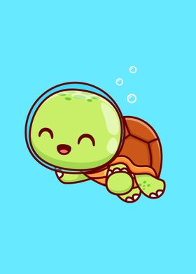 turtle astronaut swimming