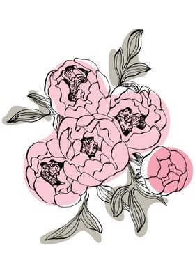 Peony Flowers Art