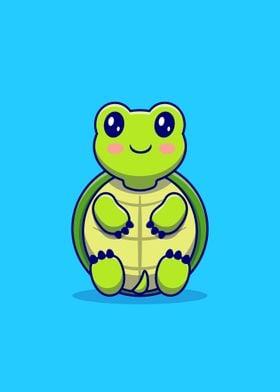 Cute turtle sit cartoon