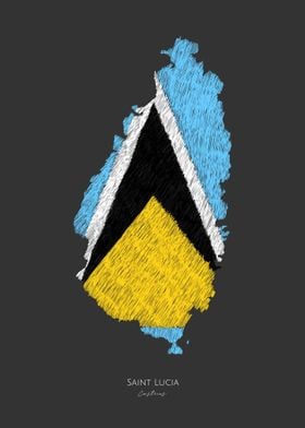 SAINT LUCIA LINE ART FLAG