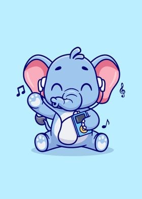 elephant listening music