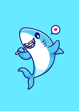 Cute shark brush teeth