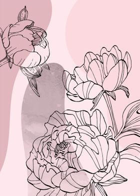 Peony Flowers Art