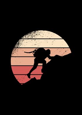 Rock climbing retro sunset