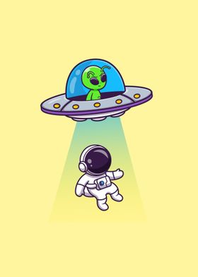 Cute alien spaceship ufo