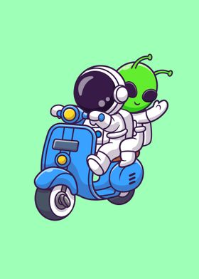 alien riding scooter