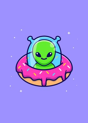 alien riding doughnut ufo