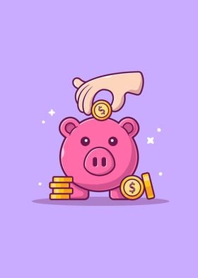 Hand Saving Money With Pig