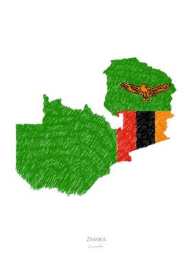 ZAMBIA FLAG MAP BESTSELLER