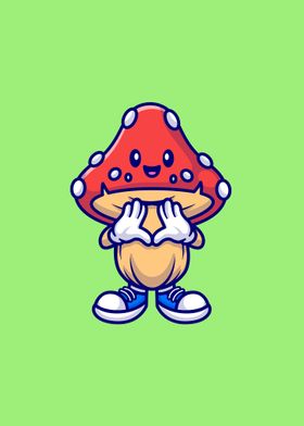 Happy cute mushroom