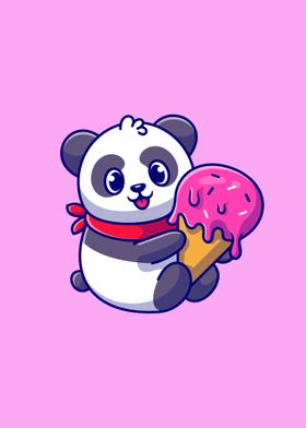 panda holding ice cream