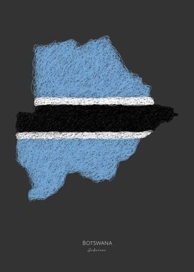 Botswana Gaborone Flag Map