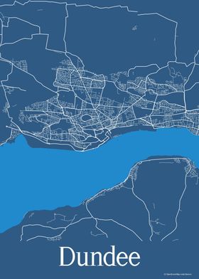 Dundee UK Blue Map