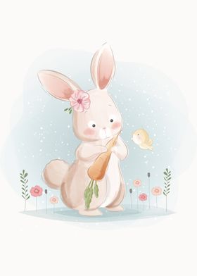 Cute Bunny and Carrot