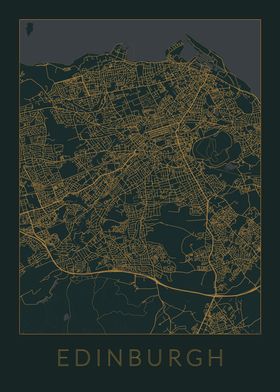 Edinburgh Gray Orange Map