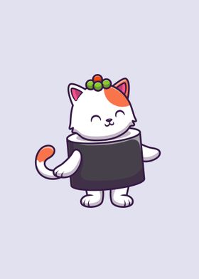 Cute cat sushi salmon