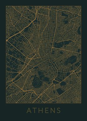 Athens Gray Orange Map