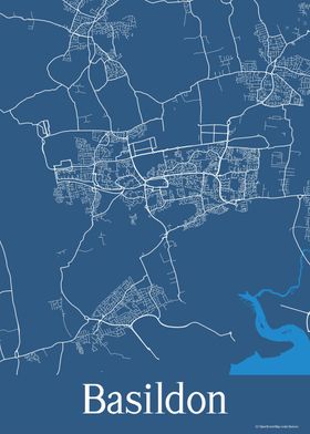 Basildon UK Blue Map